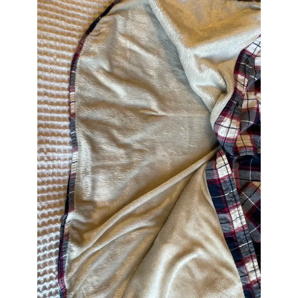 Jachs Girlfriend New York Plaid Blue Faux Fur Lined Western Chore Jacket XXL - Picture 8 of 9